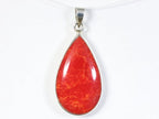 Druppelvormige zilveren hanger met rode koraal steen afbeelding 4