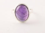 Ovale hoogglans zilveren ring met amethist afbeelding 2