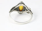 Fijne bewerkte zilveren ring met amber afbeelding 3