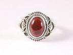 Bewerkte zilveren ring met rode jaspis afbeelding 4