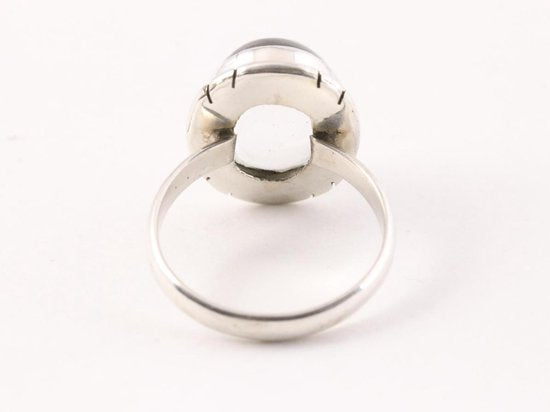 Ovale zilveren ring met bergkristal afbeelding 3