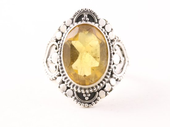 Bewerkte zilveren ring met citrien afbeelding 4