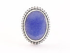 Zware bewerkte zilveren ring met blauwe saffier afbeelding 4