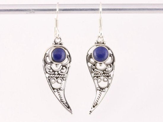 Opengewerkte zilveren oorbellen met lapis lazuli afbeelding 4