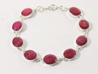 Zilveren schakelarmband met robijn afbeelding 1