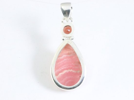 Zilveren hanger met rhodochrosiet en granaat afbeelding 3