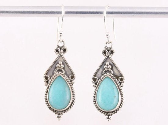 Bewerkte zilveren oorbellen met amazoniet afbeelding 4