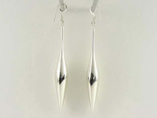 Lange zilveren pegeloorbellen afbeelding 4