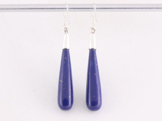 Zilveren oorbellen met pegels lapis lazuli afbeelding 3