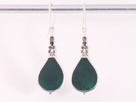 Traditionele bewerkte zilveren oorbellen met abalone schelp afbeelding 3