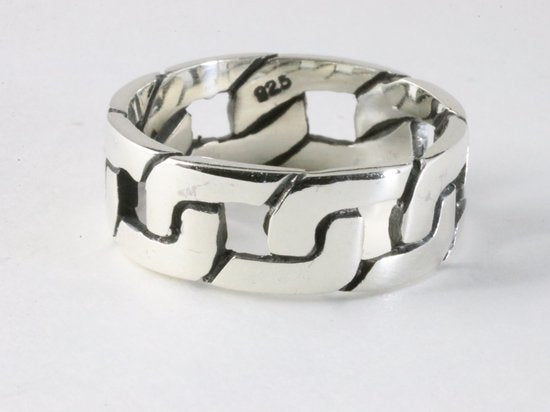 Zilveren ring met grote gourmet schakels afbeelding 1