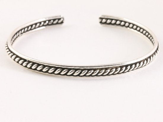 Fijne zilveren klemarmband met kabelpatroon afbeelding 1