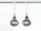 Fijne bewerkte zilveren oorbellen met amethist afbeelding 4