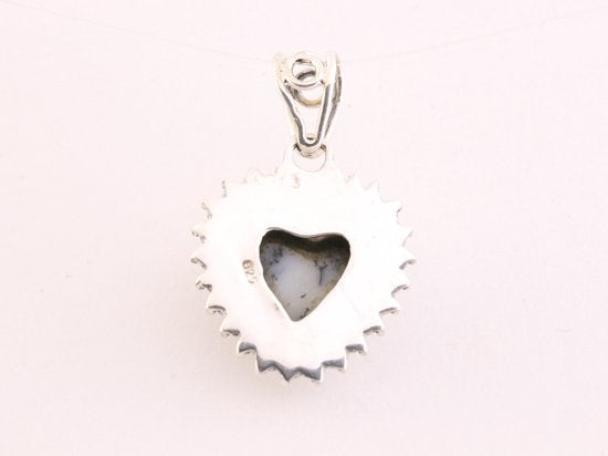 Bewerkte hartvormige zilveren hanger met dendriet opaal afbeelding 3