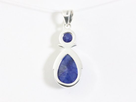 Zilveren hanger met blauwe saffier afbeelding 3