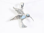 Zilveren kolibrie hanger met blauwe schelp afbeelding 4