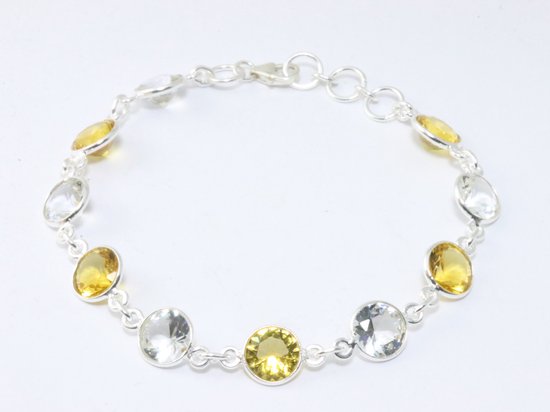 Zilveren armband met citrien en bergkristal afbeelding 1