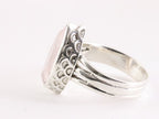Bewerkte zilveren ring met rozenkwarts afbeelding 2