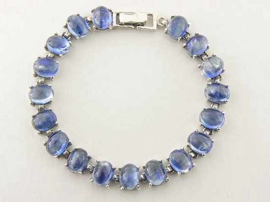 Zilveren tennisarmband met kyaniet afbeelding 1