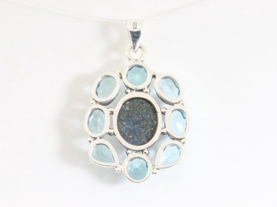 Zilveren hanger met lapis lazuli en blauwe topaas afbeelding 3