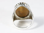 Zware bewerkte zilveren ring met tijgeroog afbeelding 3