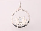 Ronde zilveren lotus bloem hanger met blauwe topaas afbeelding 3