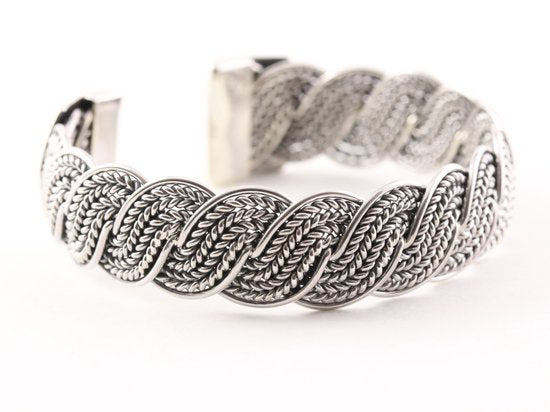 Zware gevlochten zilveren klemarmband afbeelding 2