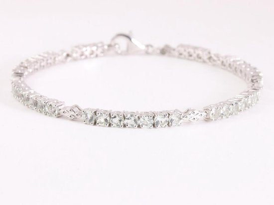 Fijne zilveren tennisarmband met groene amethist afbeelding 1