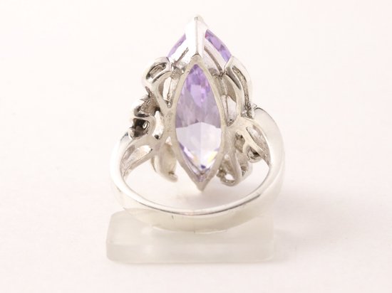 Zware zilveren ring met amethist en marcasiet afbeelding 3