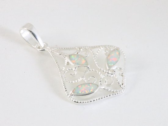 Opengewerkte zilveren hanger met welo opaal afbeelding 2