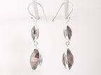 Lange zilveren oorbellen met rookkwarts afbeelding 2