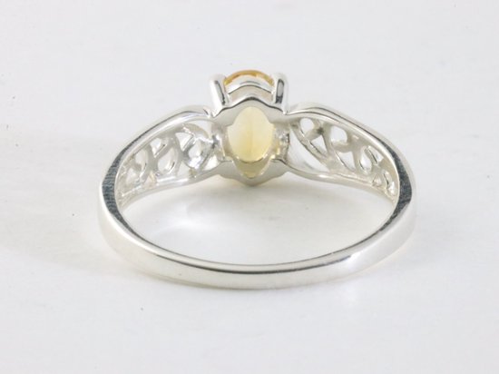 Fijne opengewerkte hoogglans zilveren ring met citrien afbeelding 3