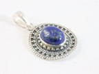 Bewerkte ovale zilveren hanger met lapis lazuli afbeelding 2