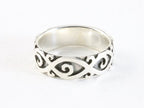 Zilveren ring met fantasie gravering afbeelding 1