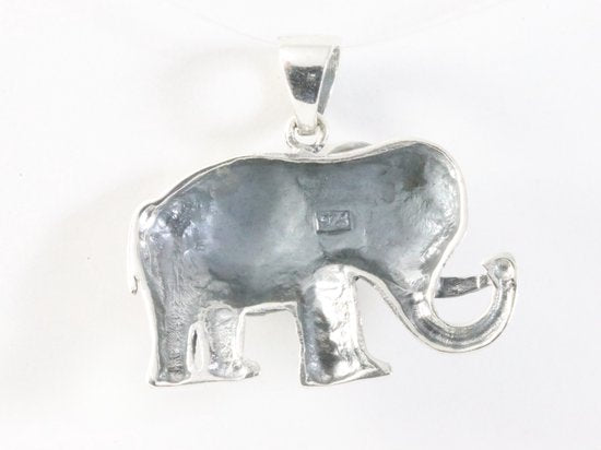 Bewerkte zilveren olifant hanger afbeelding 3