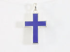 Fijne zilveren kruishanger met lapis lazuli afbeelding 4