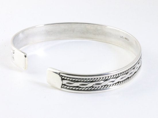 Zilveren klemarmband met kruiskabel patronen afbeelding 2