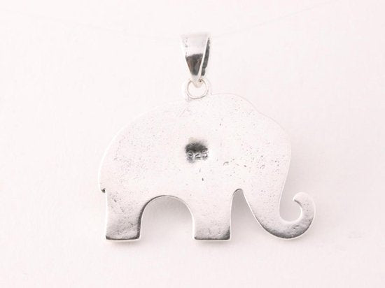 Bewerkte zilveren olifant hanger afbeelding 3
