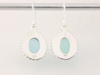 Bewerkte ovale zilveren oorbellen met aqua chalcedoon afbeelding 2