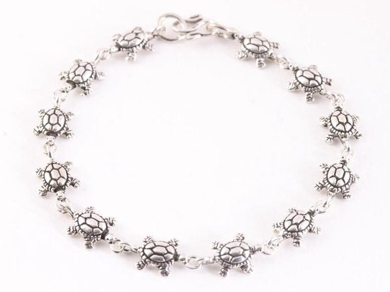 Fijne zilveren armband met schildpadden afbeelding 1
