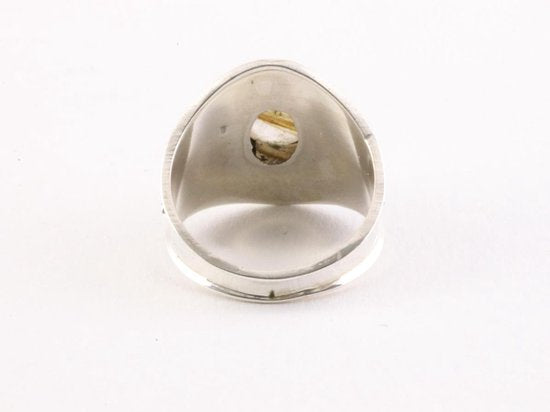 Bewerkte zilveren ring met gouden rutielkwarts afbeelding 4