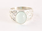 Opengewerkte zilveren ring met aqua chalcedoon afbeelding 4