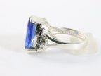 Zware zilveren ring met blauwe saffier en marcasiet afbeelding 2