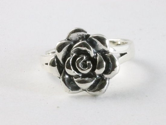 Zilveren ring met roos afbeelding 4
