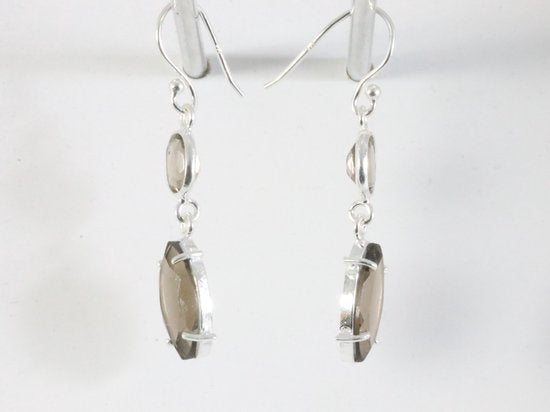 Zilveren oorbellen met rookkwarts afbeelding 2