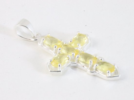 Zilveren kruishanger met citrien afbeelding 2