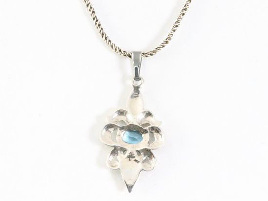 Zilveren hanger met amethist en marcasiet aan ketting afbeelding 3