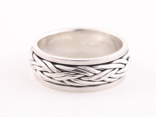 Zware zilveren ring met vlechtmotief afbeelding 1