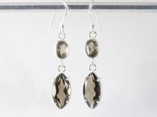 Zilveren oorbellen met rookkwarts afbeelding 4