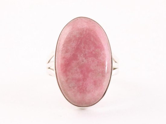 Grote ovale zilveren ring met thuliet afbeelding 4